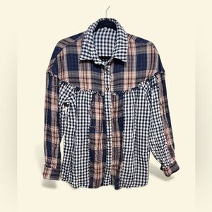 Women’s Blue and Brown Plaid Shirt